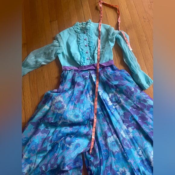 60s Vintage Chiffon Wide Leg Jumpsuit - Picture 6 of 8